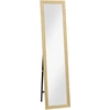 Image de HOMCOM Miroir rectangulaire sur pied mural ou à poser avec cadre en bois pour salon chambre à coucher 37 x 157 cm bois naturel