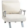 Image de HOMCOM Fauteuil chauffeuse canapé-lit Convertible 1 Place déhoussable Grand Confort Coussin Pieds accoudoirs métal suède blanc