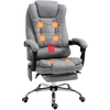 Image de Vinsetto Fauteuil de bureau massant et chauffant, chaise de bureau ergonomique hauteur réglable, dossier inclinable, repose-pieds, télécommande filaire, pivotant 360°, tissu en microfibre, gris