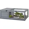 Image de PawHut Maison enclos cage habitat pour petit animal tortues avec 2 espaces 91 x 60,5 x 32 cm bois massif gris