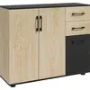 Image de HOMCOM Buffet salon, meuble de rangement avec 3 portes, 2 tiroirs et étagère réglable, style moderne, buffet salle à manger, cuisine et salon, 90 x 30 x 75,5 cm, noir et bois naturel