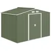 Image de Outsunny Abri de jardin en métal 5,4 m² cabane de jardin 277 x 195 x 192 cm cabanon rangement outils avec kit de fondation, porte coulissante verrouillables et 4 aérations - vert clair