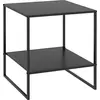 Image de HOMCOM Table basse carrée, table d'appoint, bout de canapé, style industriel, en acier, avec une étagère, pour salon, chambre, balcon, 40 x 40 x 45 cm, noir
