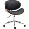 Image de Vinsetto Chaise de bureau design vintage hauteur réglable siège pivotant 360° piètement chromé Bois peuplier revêtement synthétique 53L x 53P x 77-87H cm noir