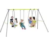 Image de Outsunny Balan?oire portique pour enfant 3 en 1 avec 1 face face et 3 agrs, balan?oire de jardin, structure en mtal, charge max. 225 kg, aire de jeux extrieure, vert
