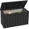 Image de Outsunny Coffre de rangement malle de jardin capacité 450L en métal avec vérin à gaz, roulettes et poignée - dim. 125,5L x 61,5l x 70H cm