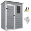 Image de Outsunny Abri de jardin 1,14 m² cabane de jardin pour outils - porte verrouillable, aération et fenêtre - dim. 151L x 92l x 193H cm - plastique, gris