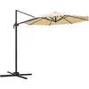 Image de Outsunny Parasol déporté octogonal inclinable parasol rotatif 360° avec pied en croix 8 beleines manivelle inclus châssis alu. acier Ø 3 x 2,5H m beige
