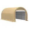 Image de Outsunny Carport tente de garage 5 x 3 x 2,4 m, abri voiture extérieur, tente de stockage avec porte enroulable zippée, acier galvanisé, PE haute densité 190 g/m², beige