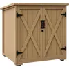 Image de Outsunny Armoire de rangement en bois pour le jardin, Double Porte étagère réglable et Toit bitumé étanche bois sapin pré-huilé - dim. 77,5L x 88l x 83/90H cm