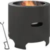 Image de Outsunny Brasero sans fum  e foyer    bois ext  rieur rond portable en m  tal avec pot int  rieur en acier inoxydable tisonnier poign  es rainur  es - diam  tre 45 cm - noir