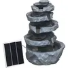 Image de Outsunny Fontaine de jardin à énergie solaire roche en cascade à 5 niveaux en résine avec lumières LED et pompe dim. 38L x 31l x 55H cm gris