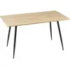 Image de HOMCOM Table à manger rectangulaire, table de cuisine 140 cm, 4 personnes avec plateau effet bois, table de salle à manger, 4 pieds en acier, naturel et noir