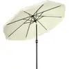 Image de Outsunny Parasol de jardin Parasol droit inclinable rond ? 268 cm avec franges tissu polyester haute densit anti-UV m?t dmontable 8 baleines, crme