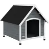 Image de PawHut Niche pour chien extérieure en bois, maison chien avec plancher amovible, pieds en plastique réglables en hauteur, niche chien extérieure, pour chiens de taille moyenne, 84 x 99 x 87 cm, gris