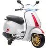 Image de AIYAPLAY Scooter électrique enfant Vespa 6 V moto électrique pour enfants 3-6 ans Musique MP3 Port USB radio FM Phare 2 roues d'entraînement Charge max. 35 kg - dim. 107L x 47l x 73H cm Blanc