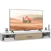 Image de HOMCOM Meuble TV mural banc TV meuble pour télévision jusqu'à 50 pouces avec 2 compartiments ouverts et armoire à porte rabattable 120l x 26P x 16H cm Blanc