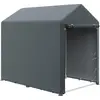Image de Outsunny Abri de jardin tente de stockage portable abri de vélo garage pour extérieur avec cadre en métal galvanisé et grande porte, 1,2 x 1,8 m gris foncé
