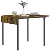 Image de HOMCOM Table de salle à manger pliante table de cuisine extensible avec 2 rabats style industriel rectangulaire pour petit espace, table à abattant pour 2-4 personnes, marron rustique
