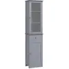 Image de kleankin Meuble Colonne de Salle de Bain Placard Porte Acrylique 2 étagères Placard Porte 1 étagère tiroir MDF Gris