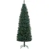 Image de HOMCOM Sapin de Noël Artificiel 210 cm Arbre de Noël Slim avec support en acier pliable, 687 branches épines, décoration de Noël effet réaliste, vert