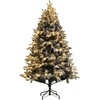 Image de HOMCOM Sapin de Noël artificiel 180 cm arbre de Noël lumineux floqué enneigé avec support en acier pliable, 200 LEDs blanc chaud, 793 branches, décoration de Noël effet réaliste - vert