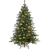 Image de HOMCOM Sapin de Noël artificiel 180 cm arbre de Noël lumineux avec support en métal, LED blanc chaud et 872 branches, décoration de Noël effet réaliste - vert