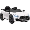 Image de AIYAPLAY Voiture électrique enfants sous licence Mercedes-Benz AMG GTR, 12V, télécommande 2,4G, max. 5 km/h, véhicule électrique enfant, phares, klaxon et MP3, blanc