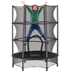 Image de HOMCOM Trampoline Enfant Ø 1,40 × 1,90H m Filet de sécurité Porte zipée Couvre-Ressorts 6 poteaux rembourrés Inclus Noir