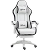 Image de Vinsetto Chaise gaming fauteuil gaming ergonomique repose-pieds télescopique, dossier inclinable à 135°, appui-tête réglable et soutien lombaire, fauteuil de bureau 360° rotatif en similicuir, blanc