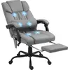 Image de Vinsetto Fauteuil de bureau massant avec repose-pieds, chaise de bureau, chaise ergonomique, hauteur réglable, dossier inclinable et télécommande filaire, tissu en revêtement synthétique gris