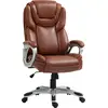 Image de HOMCOM Chaise de bureau, fauteuil de bureau, siège d'ordinateur, avec fonction bascule, dossier haut, roulettes pivotantes 360°, hauteur réglable, marron