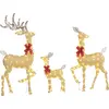 Image de Outsunny 3 cerfs lumineux Noël, en forme de famille de cerfs, rennes lumineux Noël, en acier, 283 LED blanc chaud, pour intérieur extérieur cour pelouse