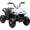 Image de AIYAPLAY Quad électrique enfant 12 V, voiture électrique enfants, 2 moteurs, vitesse 5 km/h, marche avant et arrière, phares LED, klaxon, MP3, pour enfants 37-60 mois, blanc