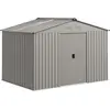 Image de Outsunny Abri de jardin en métal 5,4 m² cabane de jardin 277 x 195 x 192 cm cabanon rangement outils avec fondation, porte coulissante verrouillables et 4 aérations - anthracite