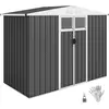 Image de Outsunny Abri de jardin en métal 2,7 m² cabane de jardin 246 x 117 x 180 cm cabanon rangement outils avec fenêtre, 4 évents et porte verrouillable, cabanon jardin extérieur en acier galvanisé, gris