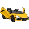 Image de AIYAPLAY Voiture électrique enfants sous licence Lamborghini Revue, véhicule électrique 12V avec portes papillon, télécommande 2,4G, suspension, phares, musique, klaxon, pour enfants 3 à 5 ans, jaune