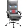 Image de Vinsetto Fauteuil de bureau massant et chauffant, chaise de bureau, chaise ergonomique avec hauteur réglable, dossier inclinable et télécommande filaire, pivotant à 360°, tissu en microfibre, gris