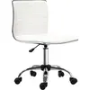Image de HOMCOM Chaise de bureau sans accoudoirs, fauteuil de bureau ergonomique, hauteur réglable, assise et dossier rembourrés et pivotant 360°, chaise d'ordinateur en similicuir pour bureau, chambre, blanc