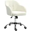 Image de HOMCOM Chaise de bureau, fauteuil de bureau ergonomique en peluche Teddy, hauteur réglable, assise et dossier rembourrés, pivotant 360°, design moderne, pour bureau, chambre, crème