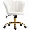 Image de HOMCOM Chaise bureau en velours, chaise coiffeuse avec dossier en pétale, hauteur réglable, fonction bascule, assise rembourrée et pivotante, fauteuil coquillage pour bureau, salon, chambre, blanc