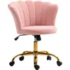Image de HOMCOM Chaise bureau en velours, chaise coiffeuse avec dossier en pétale, hauteur réglable, fonction bascule, assise rembourrée et pivotante, fauteuil coquillage pour bureau, salon, chambre, rose
