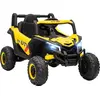 Image de AIYAPLAY Voiture électrique enfants UTV 12 V, buggy électrique enfants avec télécommande 2,4G, démarrage lent, système de suspension, lumières, musique, port USB, pour garçons et filles 3-5 ans, jaune