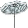 Image de Outsunny Parasol de jardin extérieur parasol inclinable rond Ø2,7 x 2,4 m parasol droit avec ouverture fermeture manivelle, franges, toile 180 g/m² protection UPF 30+, pour balcon, terrasse, bleu