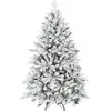 Image de HOMCOM Sapin de Noël artificiel floqué de neige 150 cm, arbre de Noël avec 768 pointes de branche articulée, support en métal pliable, facile à monter et ranger, plastique ignifuge, vert et blanc