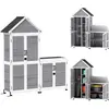 Image de Outsunny Abri de jardin + armoire de rangement en bois, cabane de jardin extérieur intérieur avec toit incliné en asphalte, étagères et portes verrouillables, armoire à outils pour balcon, gris