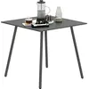 Image de Outsunny Table à manger de jardin pour 4 personnes, table de jardin avec plateau à lattes rectangulaire en acier anti-rouille, pour patio, terrasse, balcon, 80 x 80 x 74 cm, gris