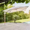 Image de Parasol déporté carré 3x3m effet bois écru - Oviala Brescia