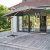 Image de Parasol déporté carré 3x3m effet bois anthracite - Oviala Brescia