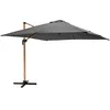 Image de Oviala   Parasol Déporté Carré 3x3m   Mât Central Rotatif 360°   Toile Polyester 250 G/m² Imperméable   Finition Époxy Imitation Bois